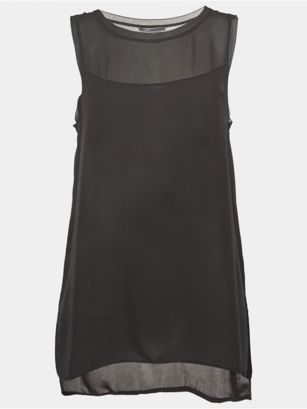 Vince Black Sheer Yoke Sleeveless Slip Dress